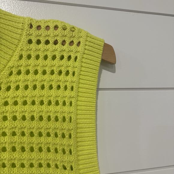 Varley | Tank Sweater Open Knit Darin Longline Yellow Cotton Year Round- Medium - Picture 4 of 9